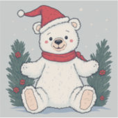 かわいいクリスマスくまステッカー シール (正面)