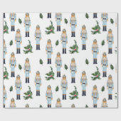 かわいいクリスマスくるみ割りパターン ラッピングペーパー (フラット)