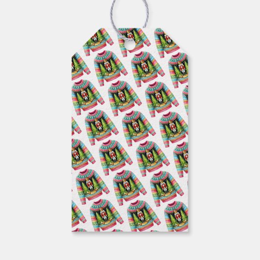 かわいいクリスマスくるみ割り醜いクリスマスセーター ギフトタグ (裏面)