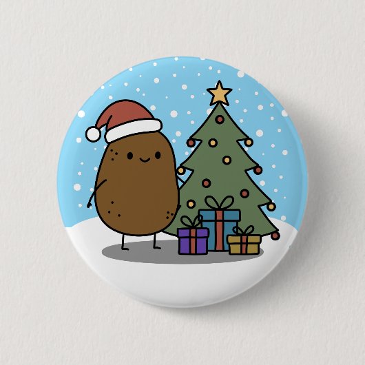 かわいいクリスマスじゃがいも 缶バッジ (正面)