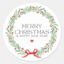 かわいいクリスマスと新年おめでとう ラウンドシール