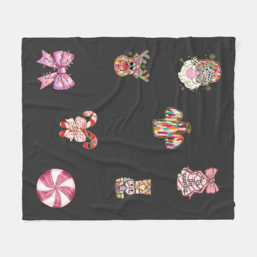 かわいいクリスマスのおしゃれなスロー フリースブランケット (正面(横))