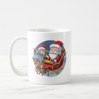かわいいクリスマスのちびサンタとエルフ – ホリデーイラスト コーヒーマグカップ