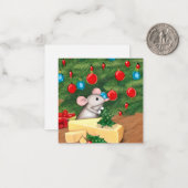 かわいいクリスマスのねずみ ノートカード (正面/裏面インサイチュ)