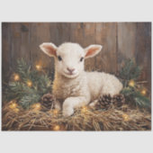 かわいいクリスマスのひつじのルースドペイント・デコパージュ 薄葉紙 (正面)