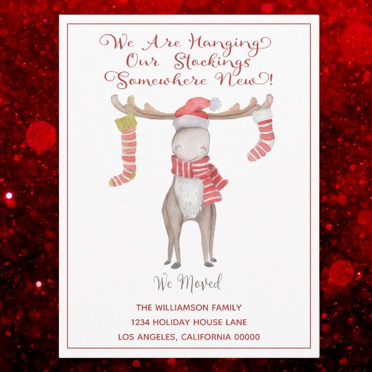 かわいいクリスマスのもみじ　引越しのお知らせ　ホリデーシーズンの移動 案内ポストカード