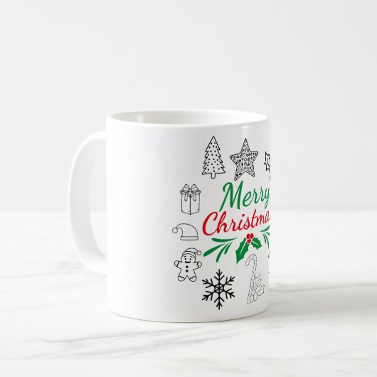 かわいいクリスマスのらくがきコーヒーマグ コーヒーマグカップ (正面左)