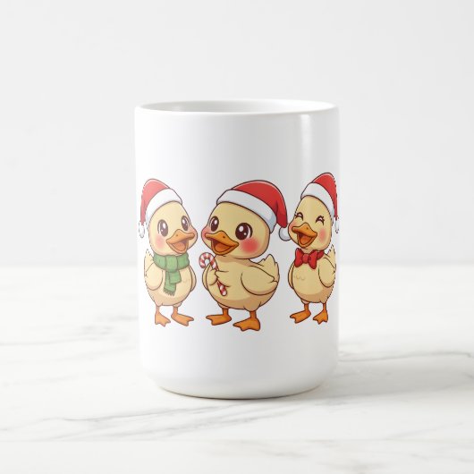 かわいいクリスマスのアヒル | 楽しいホリデー コーヒーマグカップ (中央)
