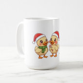 かわいいクリスマスのアヒル | 楽しいホリデー コーヒーマグカップ (正面左)