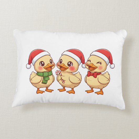 かわいいクリスマスのアヒル | 祝祭の休日 アクセントクッション (裏面)