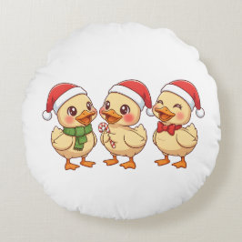 かわいいクリスマスのアヒル | 祝祭の休日 ラウンドクッション