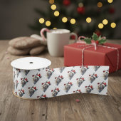 かわいいクリスマスのアルパカ サテンリボン