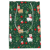 かわいいクリスマスのアルパカ ミディアムペーパーバッグ (正面)