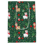 かわいいクリスマスのアルパカ ミディアムペーパーバッグ (裏面)