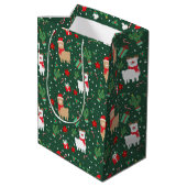 かわいいクリスマスのアルパカ ミディアムペーパーバッグ (裏面アングル)