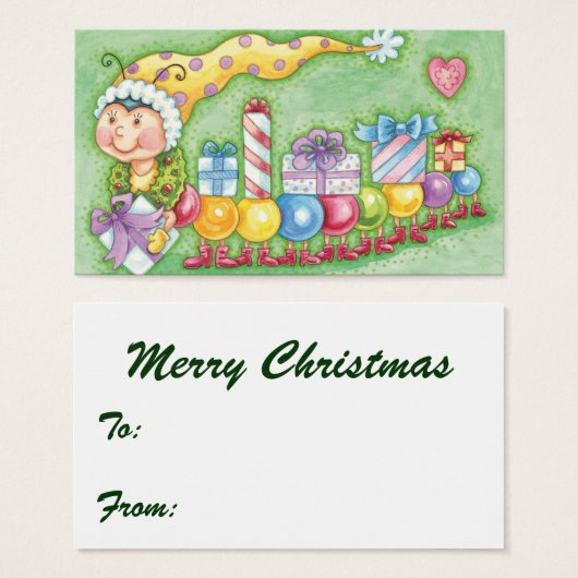 かわいいクリスマスのイモムシ列車とプレゼント (正面&裏面)