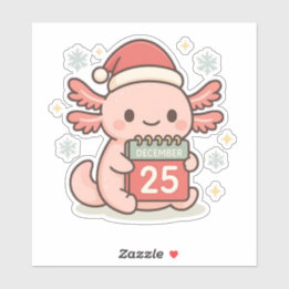 かわいいクリスマスのウーパールーパー ステッカー | かわいいホリデー シール