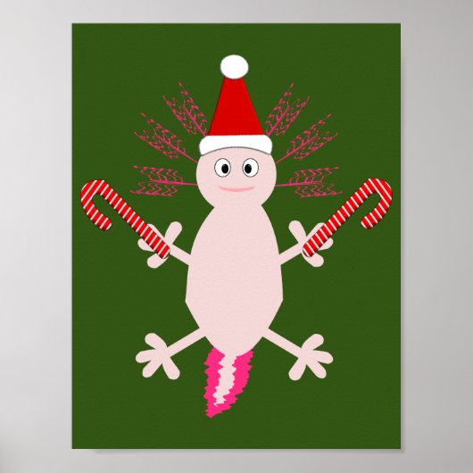 かわいいクリスマスのウーパールーパー ポスター (正面)