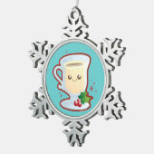 かわいいクリスマスのエッグノッグ スノーフレークピューターオーナメント (右)