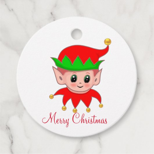かわいいクリスマスのエルフ フェイバータグ (正面)
