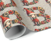 かわいいクリスマスのエルフ フェスティブレター B ラッピングペーパー (ロールコーナー)