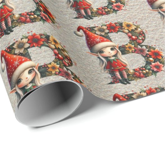 かわいいクリスマスのエルフ フェスティブレター B ラッピングペーパー (ロールコーナー)