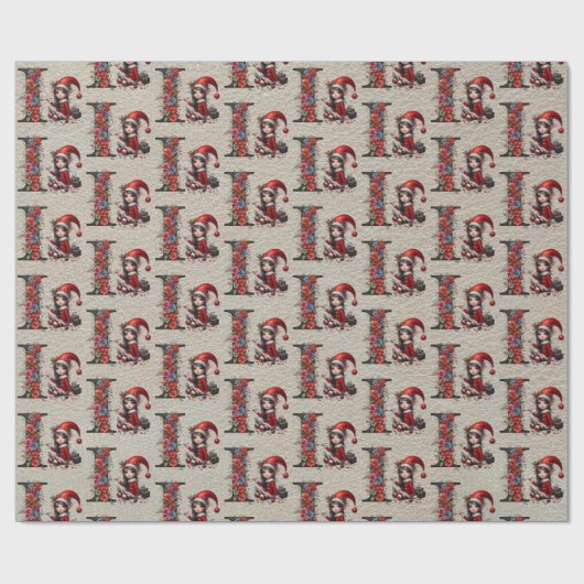 かわいいクリスマスのエルフ フェスティブレター I ラッピングペーパー (フラット)