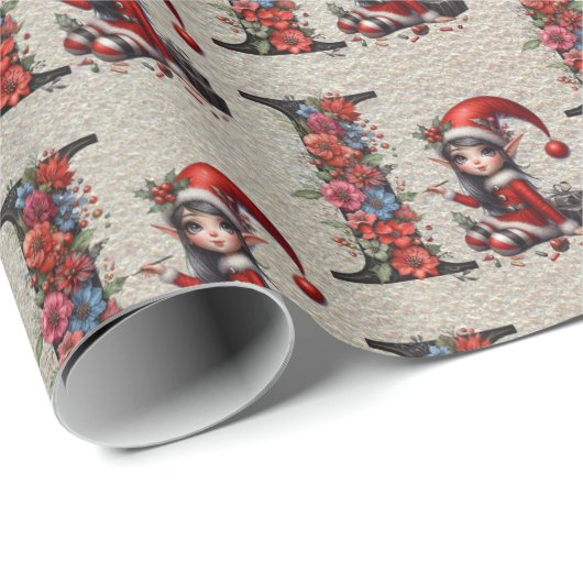 かわいいクリスマスのエルフ フェスティブレター I ラッピングペーパー (ロールコーナー)