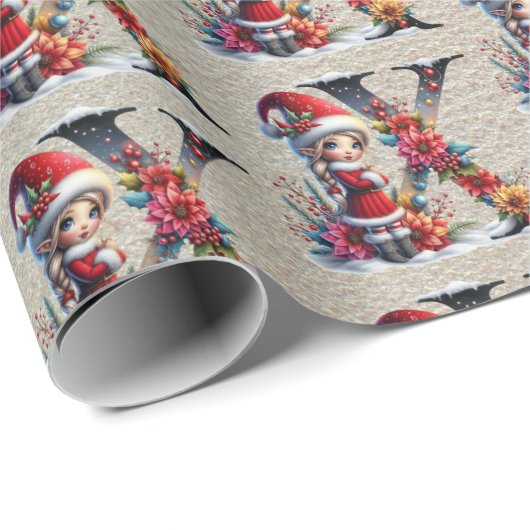 かわいいクリスマスのエルフ フェスティブレター X ラッピングペーパー (ロールコーナー)