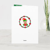 かわいいクリスマスのエルフ、松のリースと星 カード (裏面)