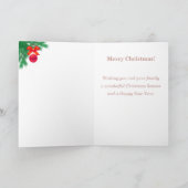 かわいいクリスマスのエルフ、松のリースと星 カード (内部)