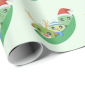 かわいいクリスマスのエンドウ豆パターン包装紙 ラッピングペーパー (ロールコーナー)
