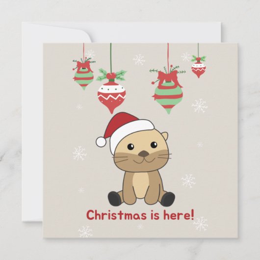 かわいいクリスマスのオッター 冬の動物 オッターのクリスマス招待状 招待状 (正面)