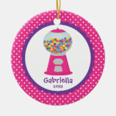 かわいいクリスマスのオーナメントのピンクGumballs セラミックオーナメント (正面)