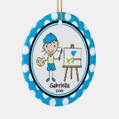 かわいいクリスマスのオーナメントの小さい芸術家 セラミックオーナメント (右)