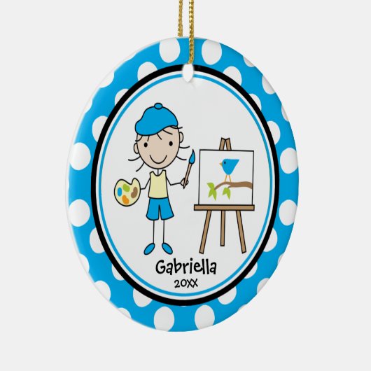 かわいいクリスマスのオーナメントの小さい芸術家 セラミックオーナメント (右)