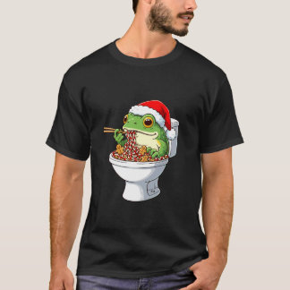 かわいいクリスマスのカエル キャンディケーン クリスマスのカエルの面白い画像 Tシャツ