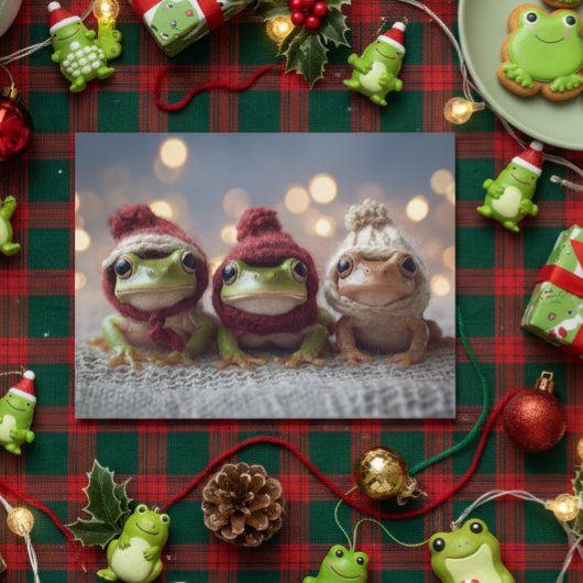 かわいいクリスマスのカエル ポストカード