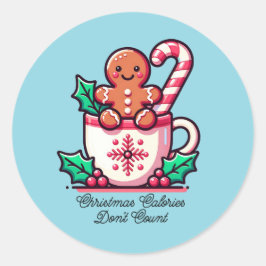 かわいいクリスマスのカロリーはカウントしない 面白い ラウンドシール