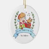 かわいいクリスマスのキャロル男の子およびトナカイのオーナメント セラミックオーナメント (右)
