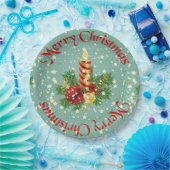 かわいいクリスマスのキャンドルとキラキラ ペーパープレート (パーティー)