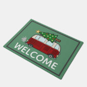 かわいいクリスマスのキャンピングカーの歓迎 ドアマット (アングル)