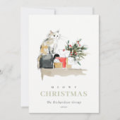 かわいいクリスマスのギフト猫のロ企業のゴ シーズンカード (正面)