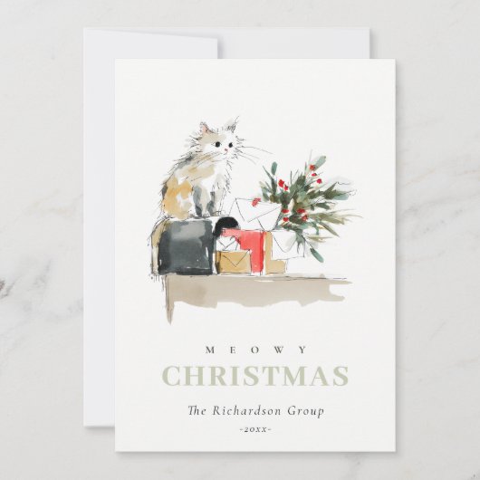 かわいいクリスマスのギフト猫のロ企業のゴ シーズンカード (正面)