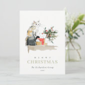 かわいいクリスマスのギフト猫のロ企業のゴ シーズンカード (スタンド正面)