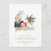 かわいいクリスマスのギフト猫のロ企業のゴ シーズンポストカード (正面)