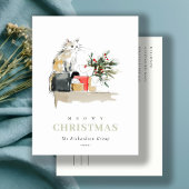 かわいいクリスマスのギフト猫のロ企業のゴ シーズンポストカード