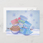 かわいいクリスマスのギフト シーズンポストカード (正面/裏面)