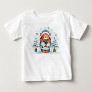 かわいいクリスマスのクマ雪のTシャツ ベビーTシャツ