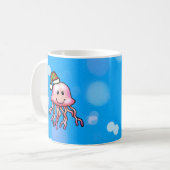 かわいいクリスマスのクラゲのキャラクター コーヒーマグカップ (正面左)